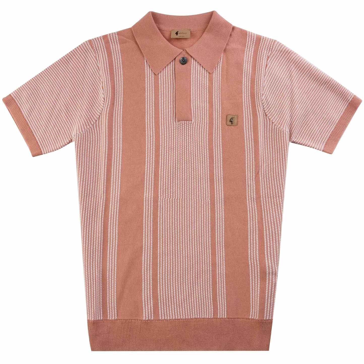 Gabicci Vintage Men's V54GM04 Dante SS Stripe Polo Shirt Peach