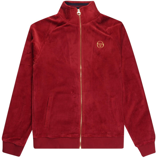 Sergio Tacchini Men's Court Velour Track Top Sun Dried Tomato Red