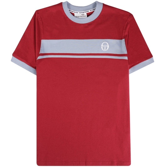 Sergio Tacchini Men's SS Master Crew Neck T Shirt Tibetan Red / Mountain Spring