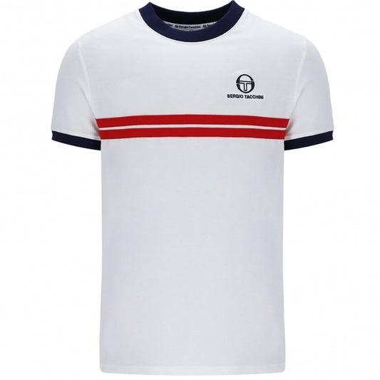 Sergio Tacchini Men's SS Supermac MK2 T Shirt White / Adrenaline Rush