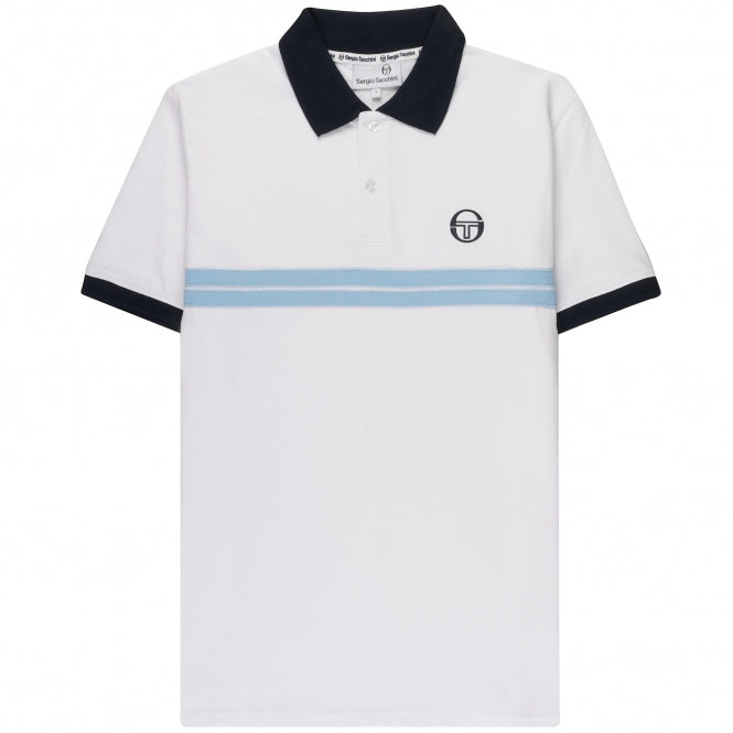 Sergio Tacchini Men's Supermac Polo Shirt White Maritime Blue