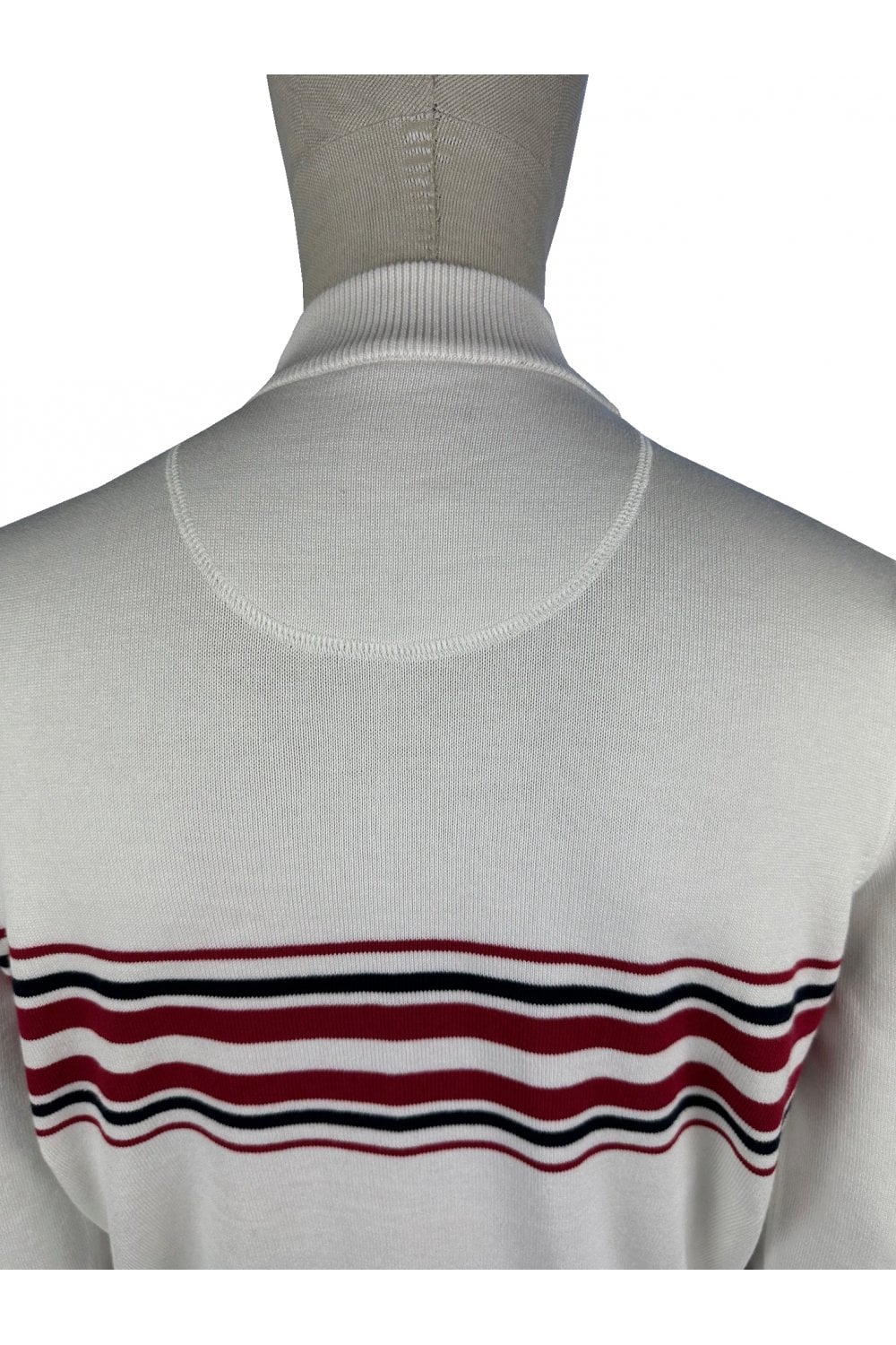 Ska & Soul Men's SS2560 LS 'Knebworth' Border Stripe Turtle Neck Jumper Ecru