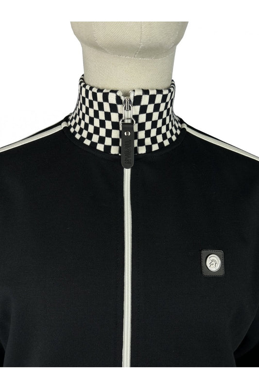 Trojan Records Men's TR9105 Chequerboard Rib Track Top Black
