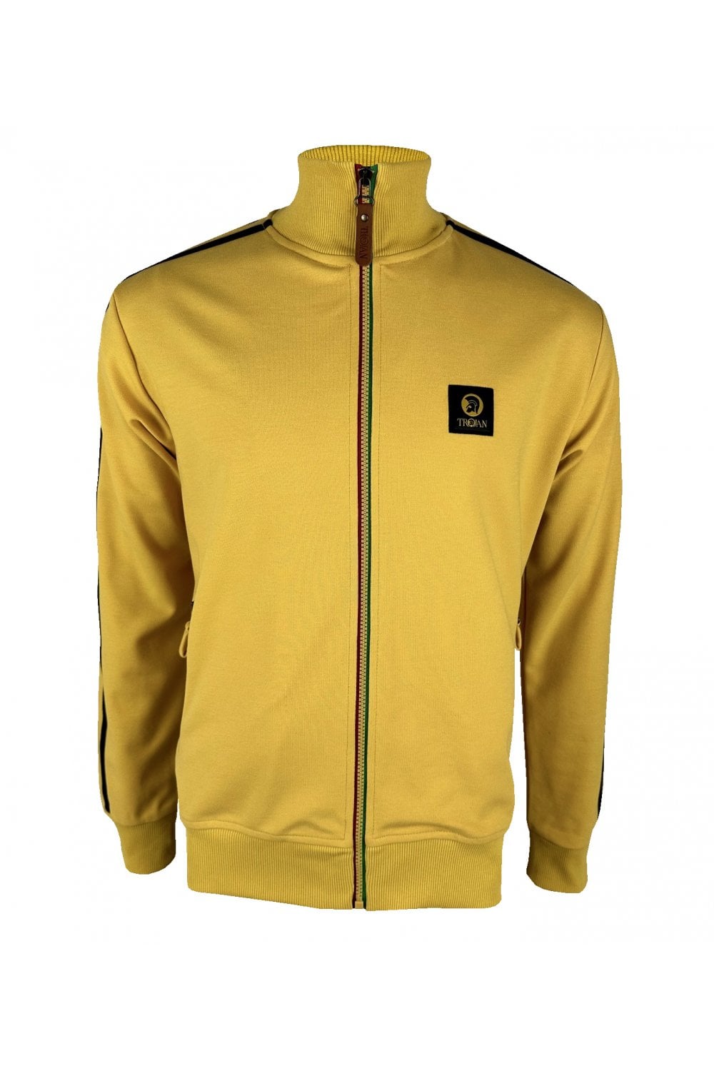 Trojan Records Men's TC1043 Contrast Zip Track Top Mustard