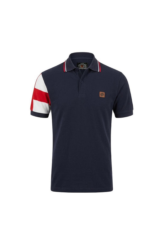 Trojan Records Men's TR9022/TR9073 Flag Sleeve Pique Polo Shirt St George's Navy