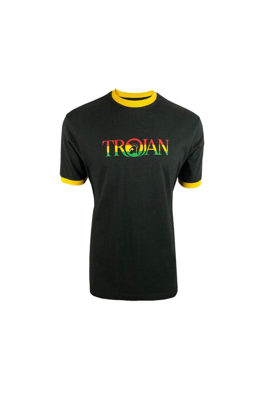 Trojan Records Men's TC1014 Logo Ringer T Shirt Rasta