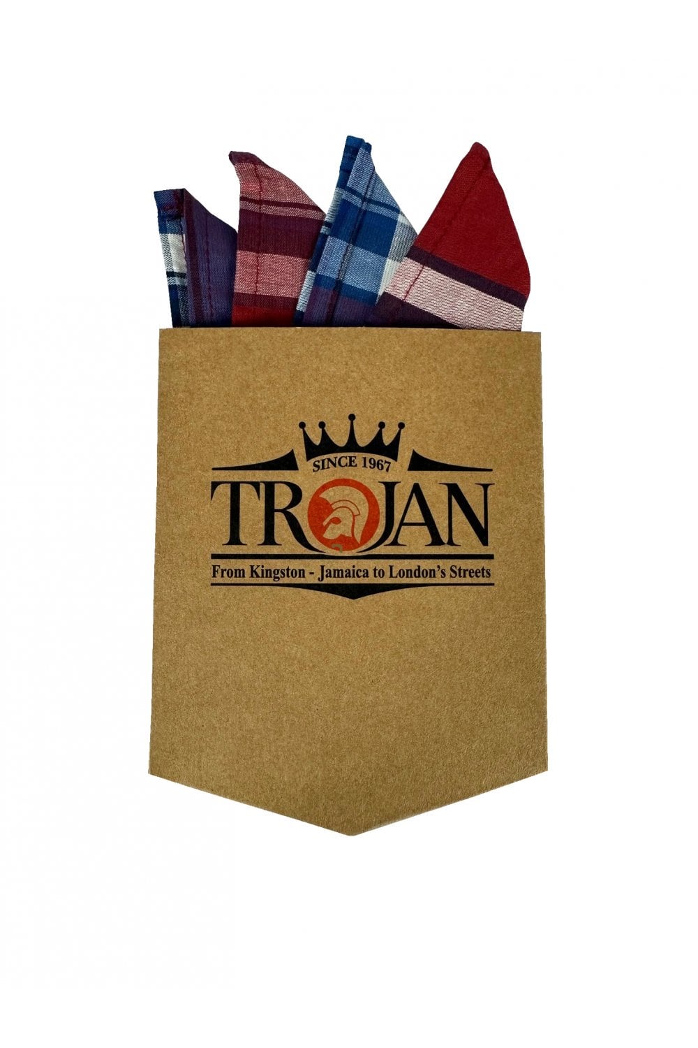 Trojan Records Men's TC1047 SS Multi-Check Shirt Cobalt Blue