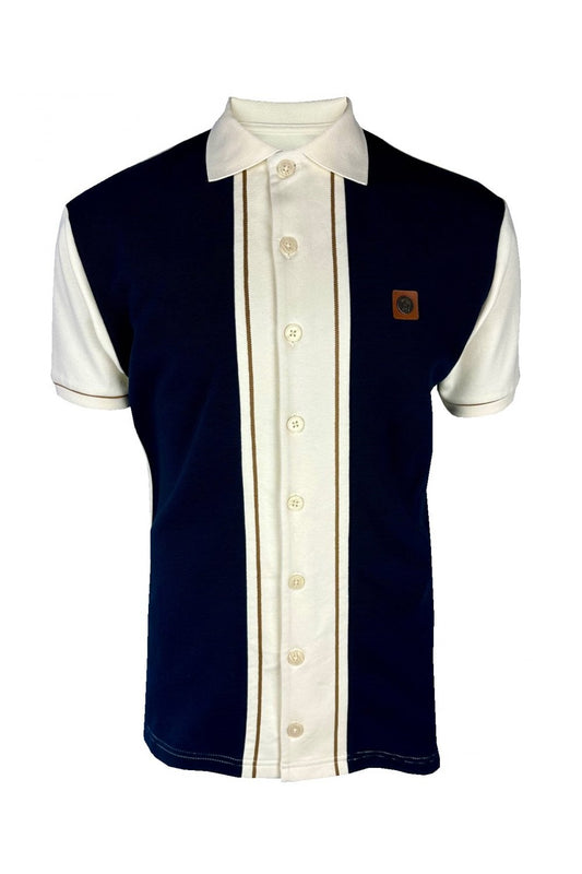 Trojan Records Men's TR9076 Ottoman Panel Polo Shirt Ecru