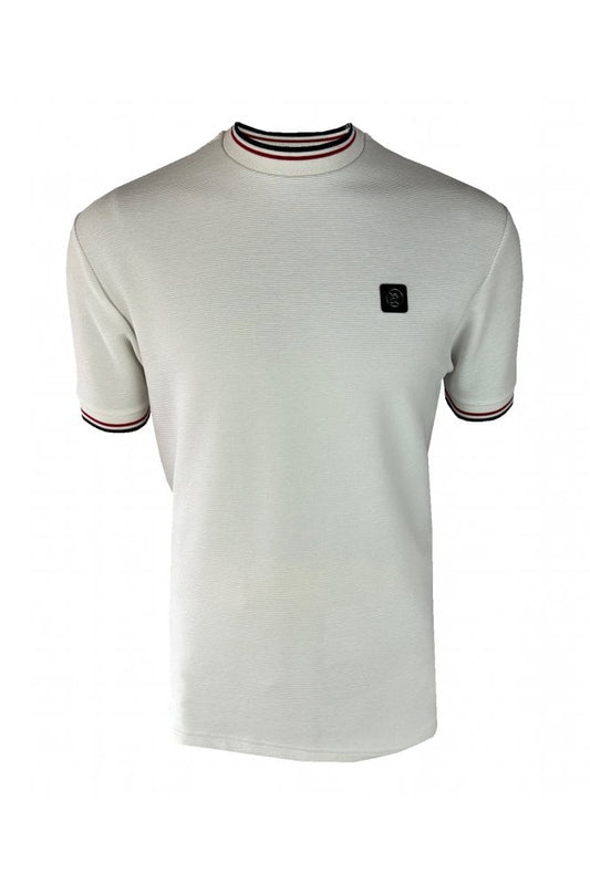 Trojan Records Men's TR9089 Ottoman Rib Tee Shirt Ecru