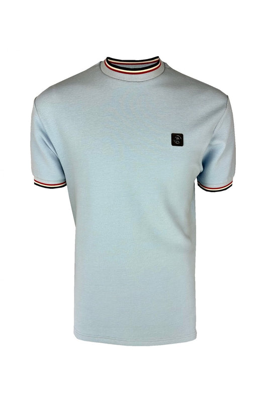 Trojan Records Men's TR9089 Ottoman Rib Tee Shirt Powder Blue