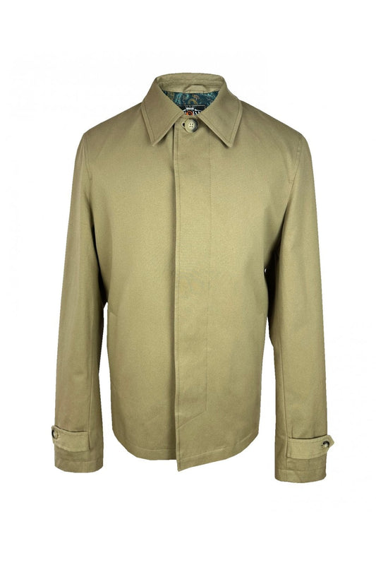 Trojan Records Men's TC1055 Paisley Trim Car Coat Stone