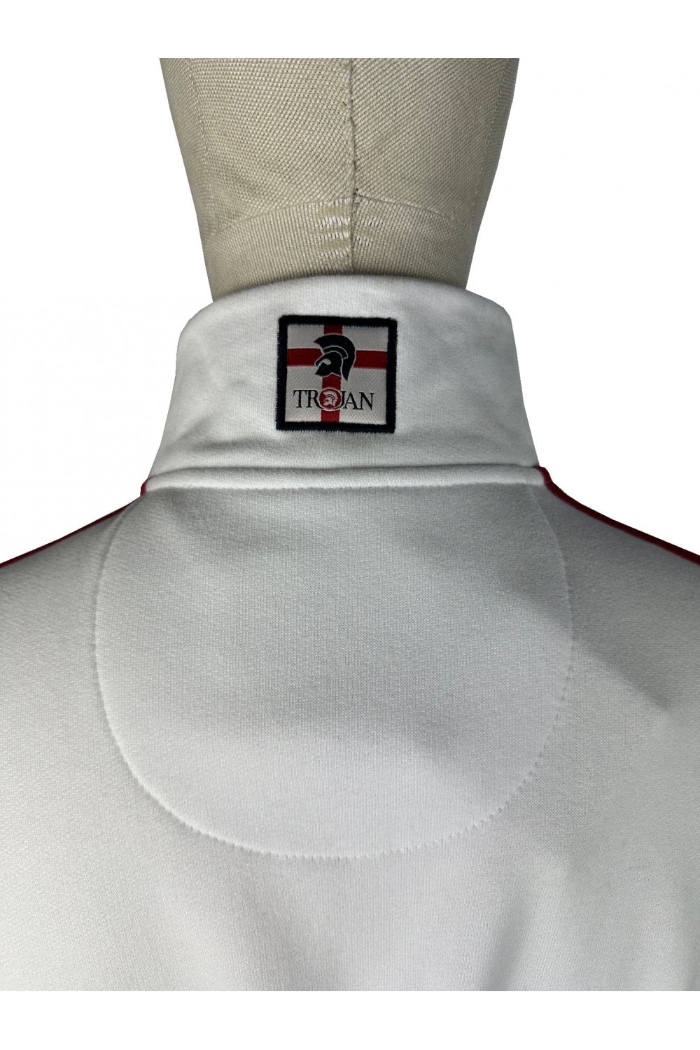 Trojan Records Men's TR9057 Quarter Zip St George Sweat White