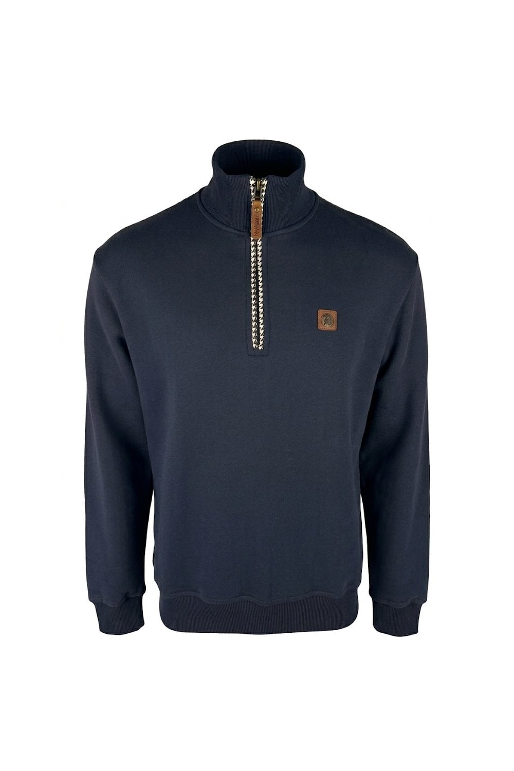 Trojan Records TR9108 Quarter Zip Trim Sweat Top Navy Blue