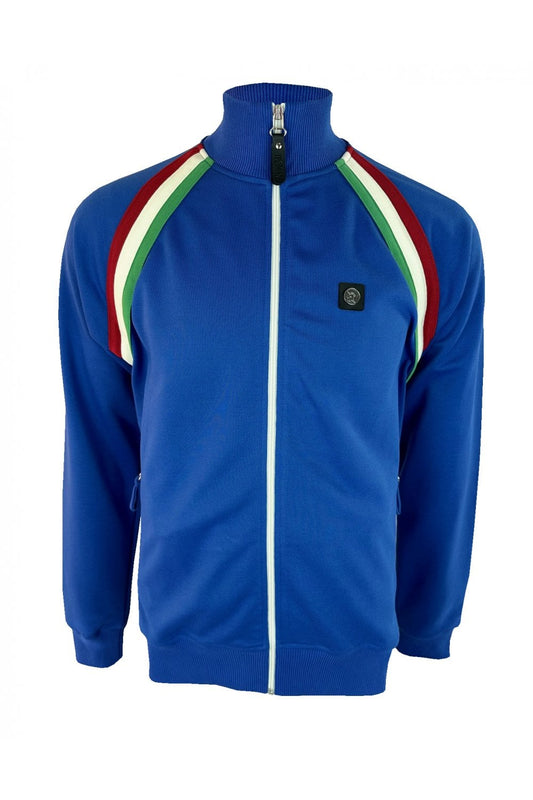 Trojan Records Men's TR9053 Raglan Taped Track Top Italy Blue