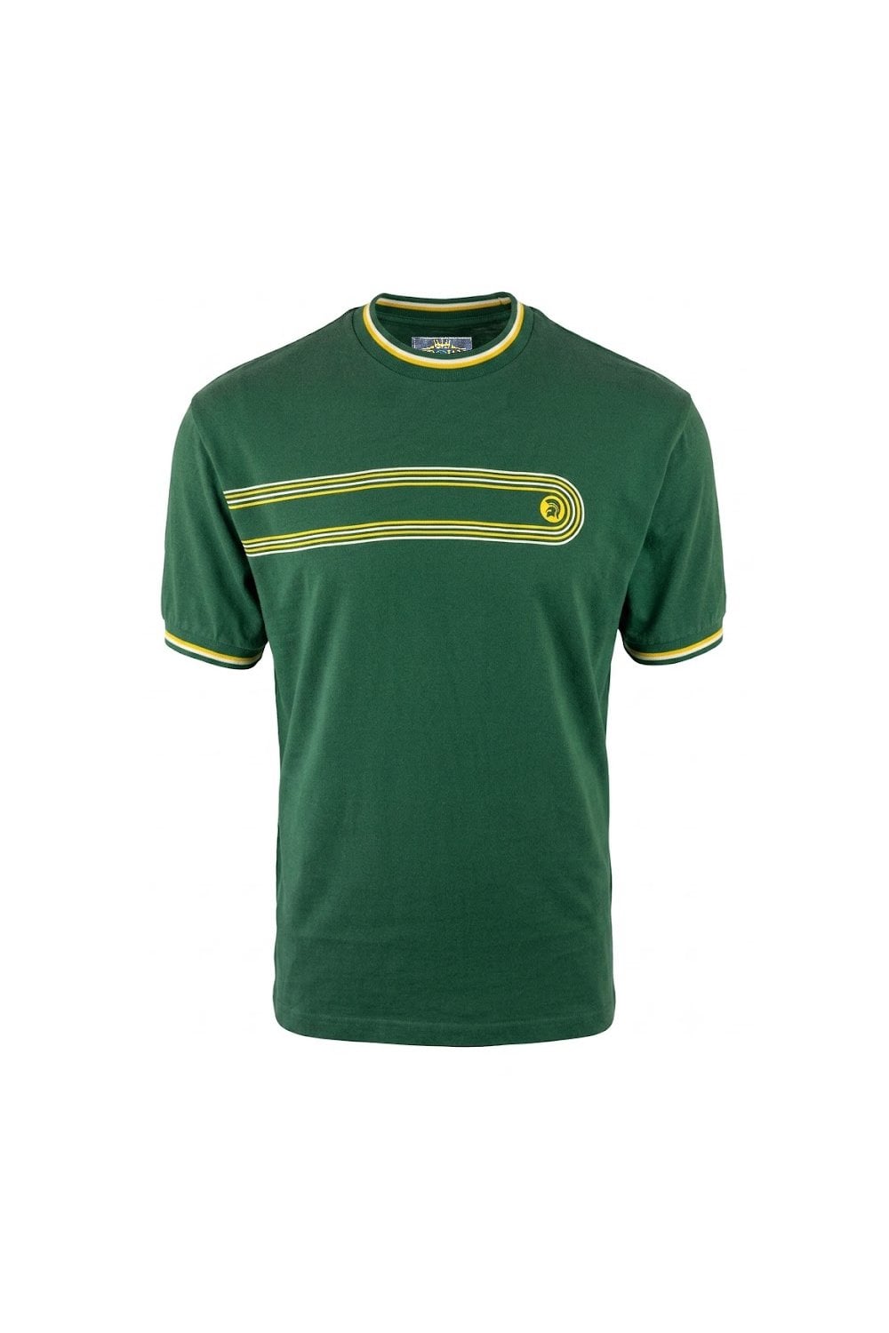 Trojan Records Men's TR9137 Retro Stripe Print Tee Green