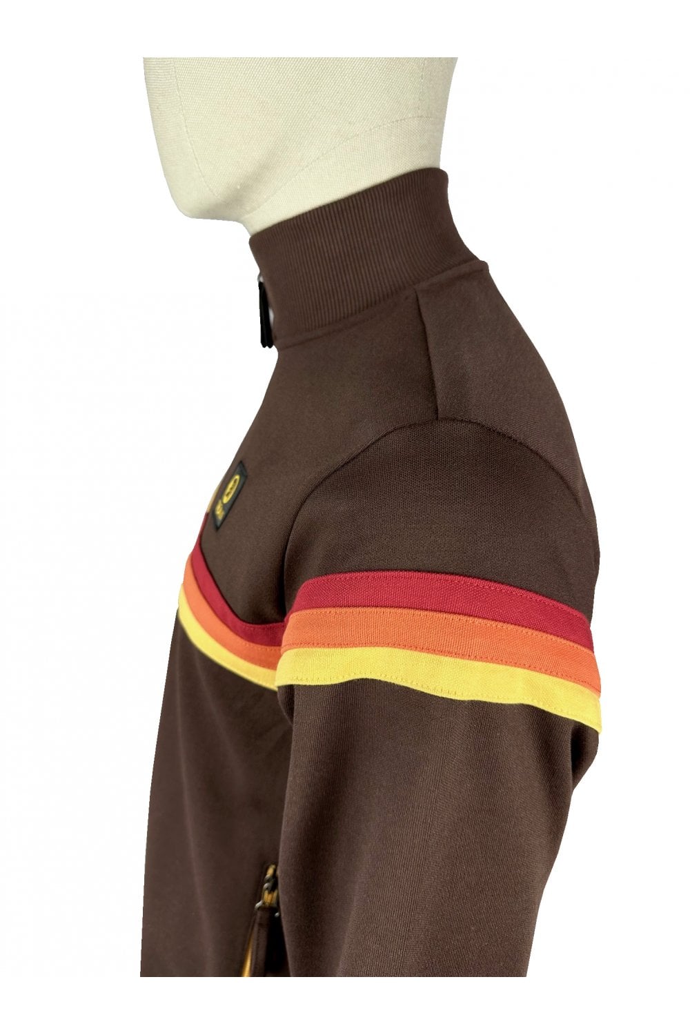 Trojan Records Men's TR9102 Retro Stripe Track Top Chocolate Brown