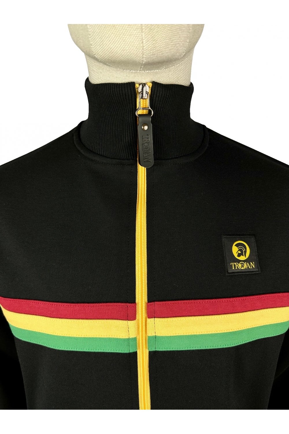 Trojan Records Men's TR9102 Retro Stripe Track Top Black