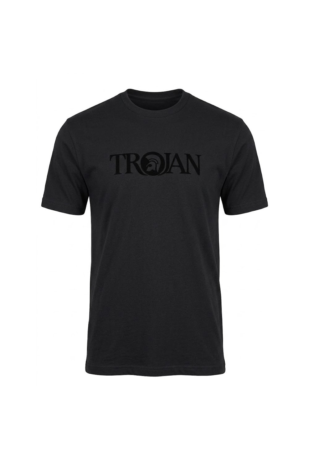Trojan Records Men's TR9139 Self-Flock Print Logo Tee Black