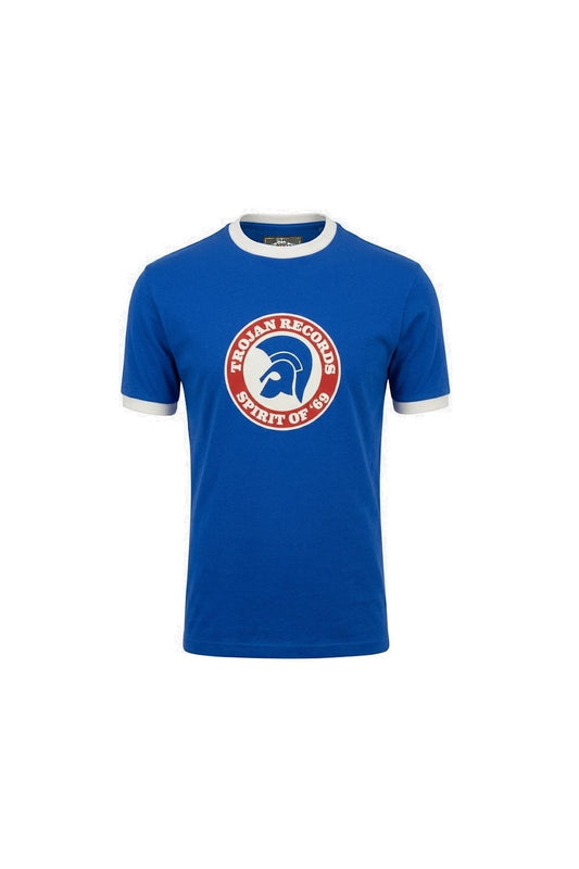 Trojan Records Men's TC1006 Spirit Of '69 Logo Tee Shirt Cobalt Blue