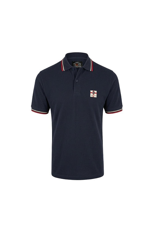 Trojan Records Men's TR9078 St George Badge Pique Polo Shirt Navy Blue