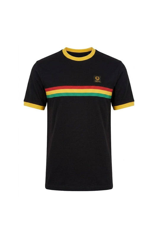 Trojan Records Men's TR9140 Stripe Front Tee Black
