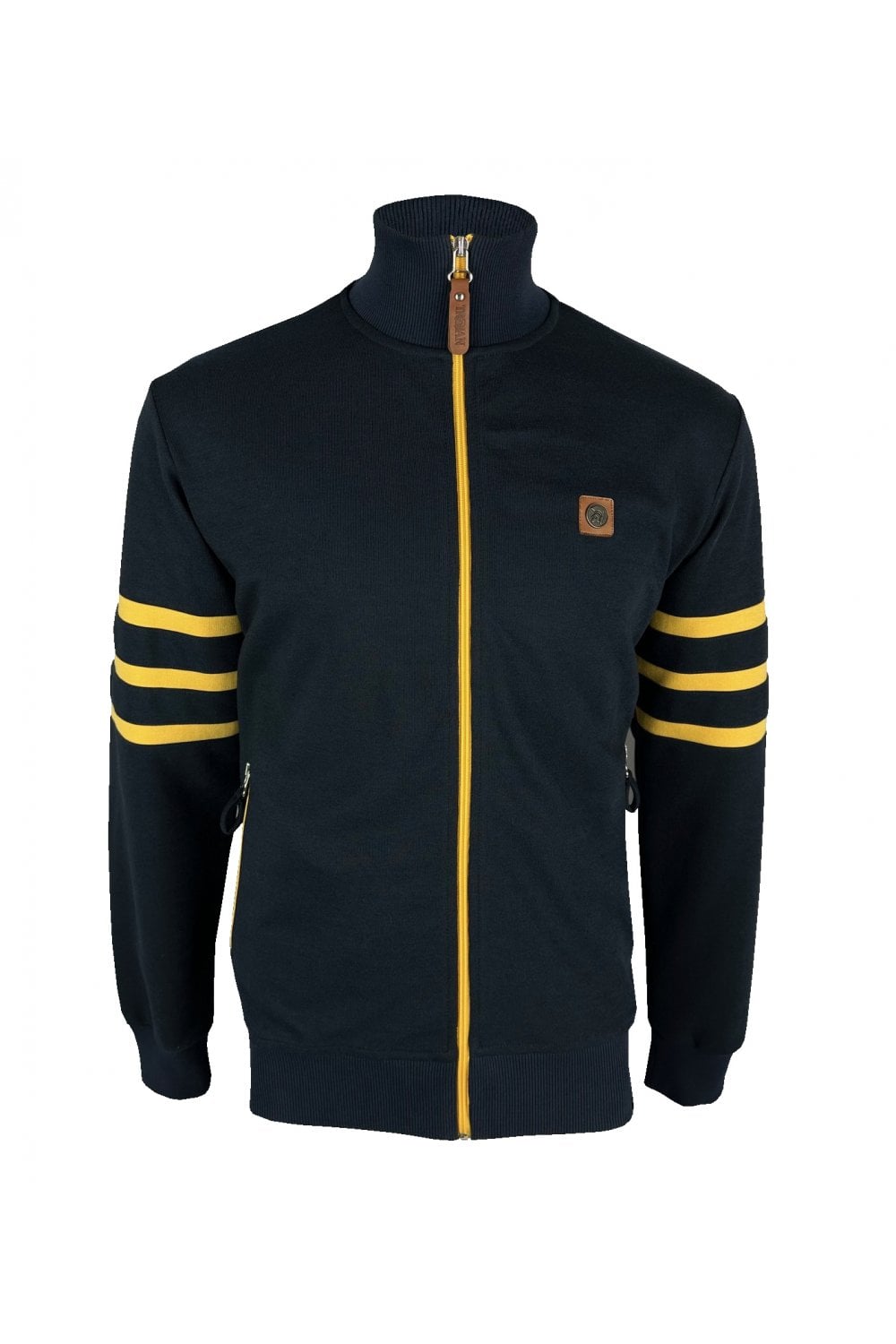 Trojan Records Men's TR8851 Stripe Sleeve Track Top Navy Blue