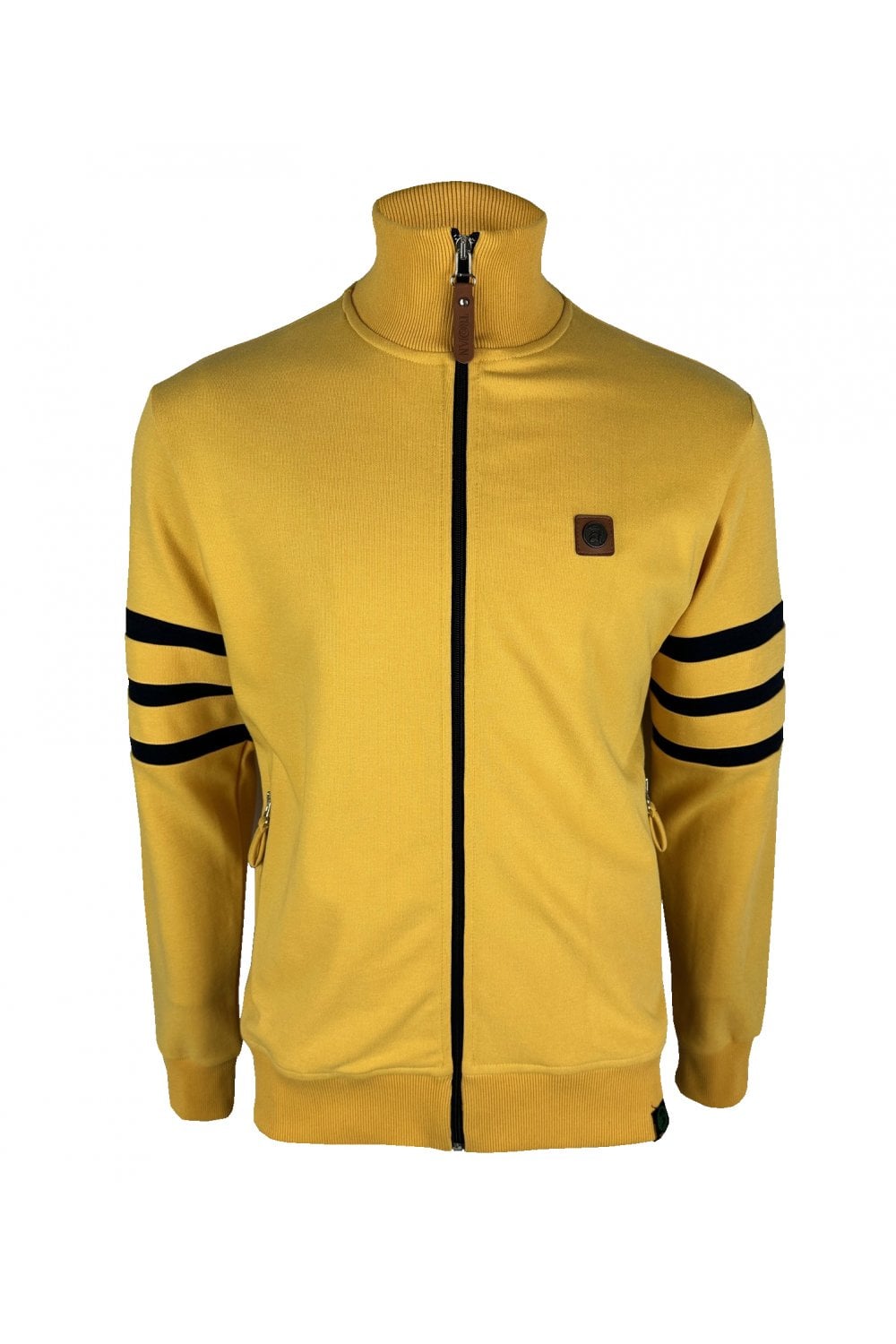 Trojan Records Men's TR8851 Stripe Sleeve Track Top Mustard Yellow