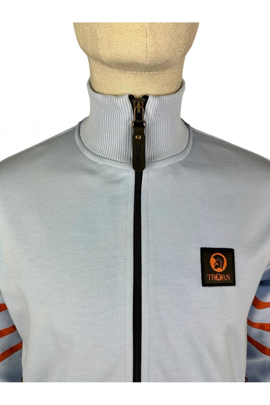 Trojan Records Men's TR8951 Stripe Sleeve Track Top Powder Blue