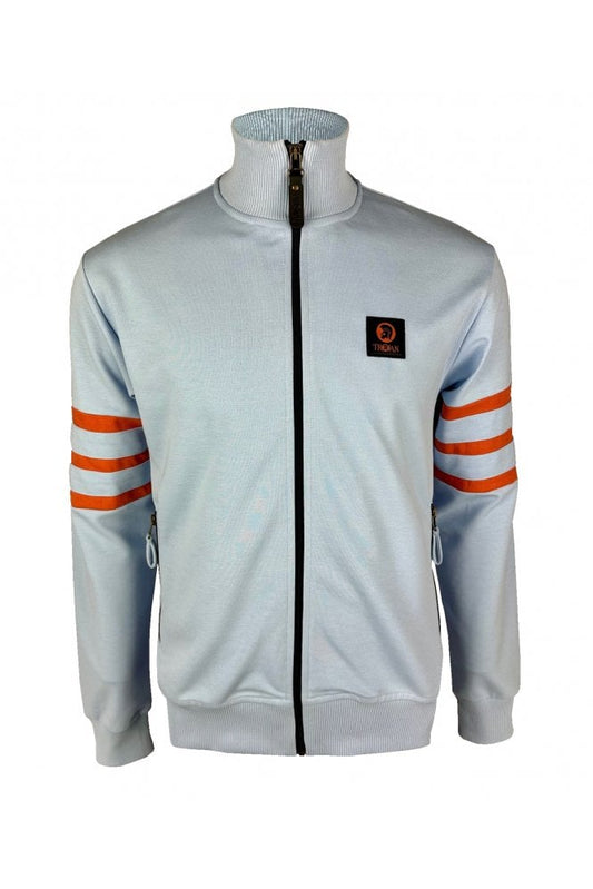 Trojan Records Men's TR8951 Stripe Sleeve Track Top Powder Blue