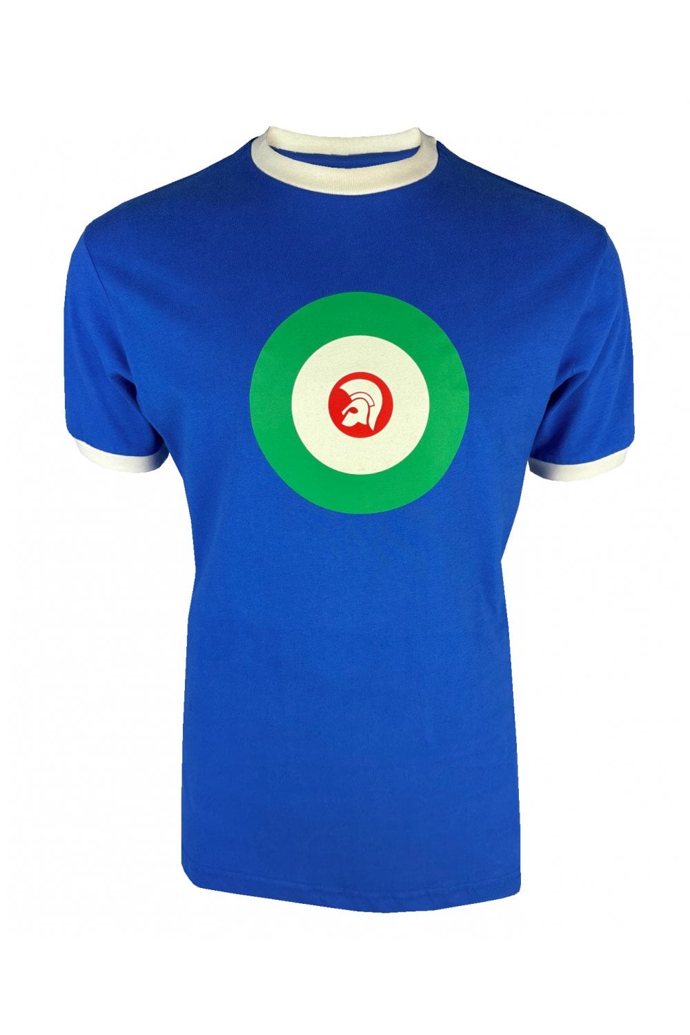 Trojan Records Men's TR9090/TR9036 Target Ringer Tee Shirt Cobalt Blue