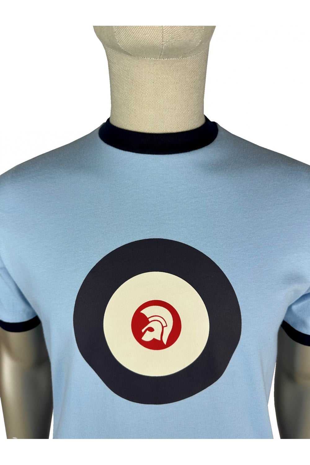 Trojan Records Men's TR9090/TR9036 Target Ringer Tee Shirt Powder Blue