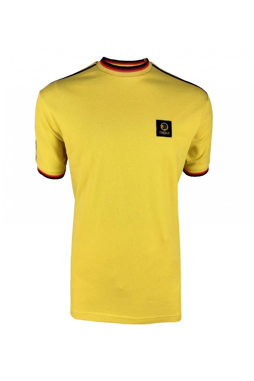 Trojan Records Men's TC1042 Three Colour Tipped Pique T Shirt Mustard