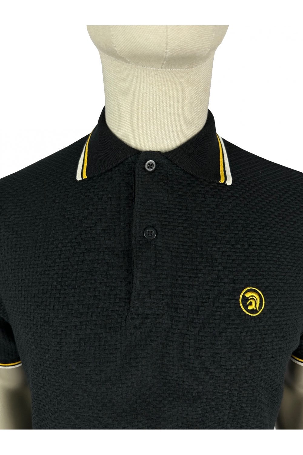 Trojan Records Men's TC1038 Twin Tipped Textured Polo Shirt Black