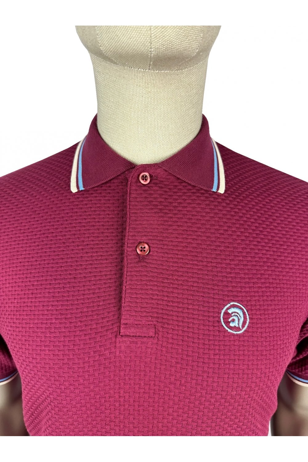 Trojan Records Men's TC1038 Twin Tipped Textured Polo Shirt Port