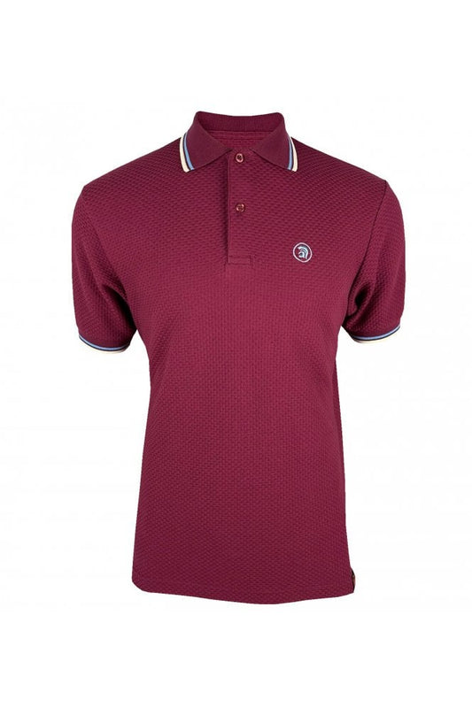 Trojan Records Men's TC1038 Twin Tipped Textured Polo Shirt Port