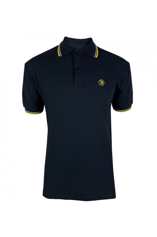 Trojan Records Men's TC1038 Twin Tipped Textured Polo Shirt Navy Blue