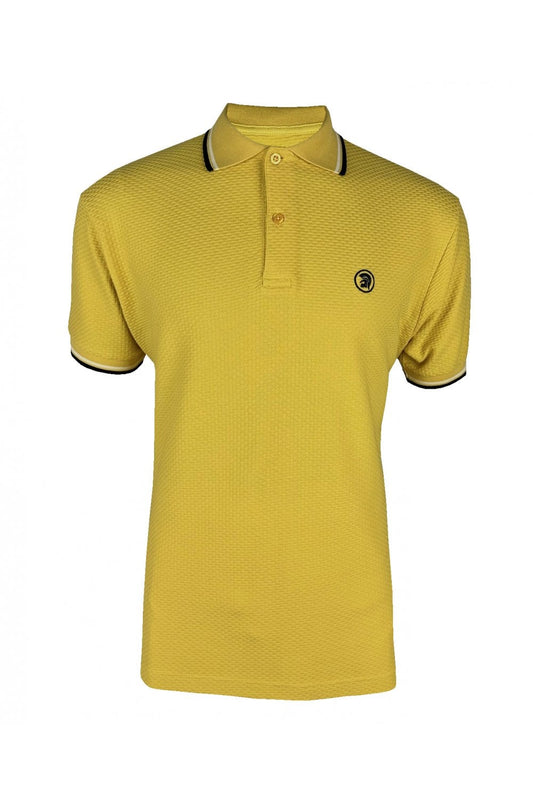 Trojan Records Men's TC1038 Twin Tipped Textured Polo Shirt Mustard