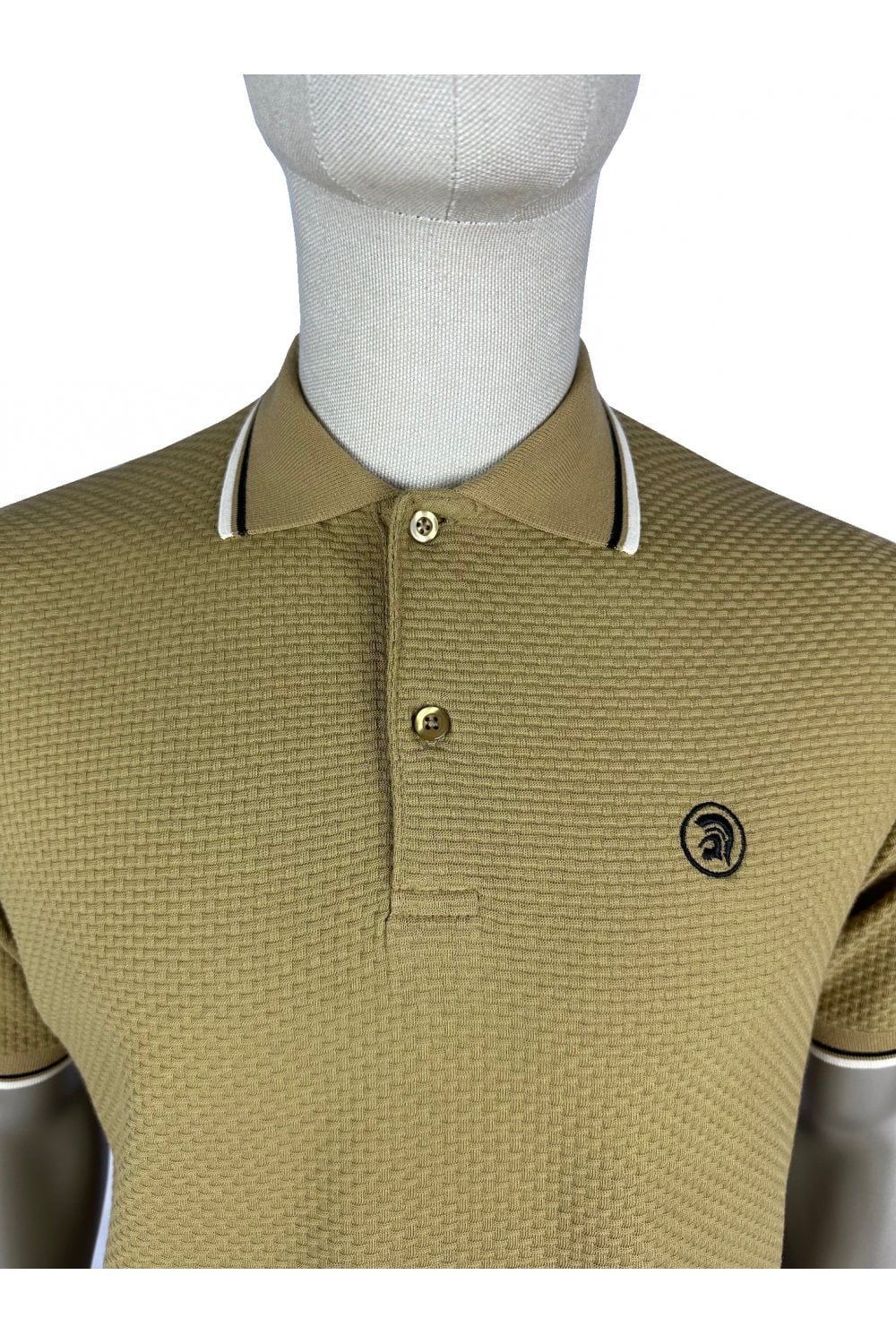 Trojan Records Men's TC1038 Twin Tipped Textured Polo Shirt Camel