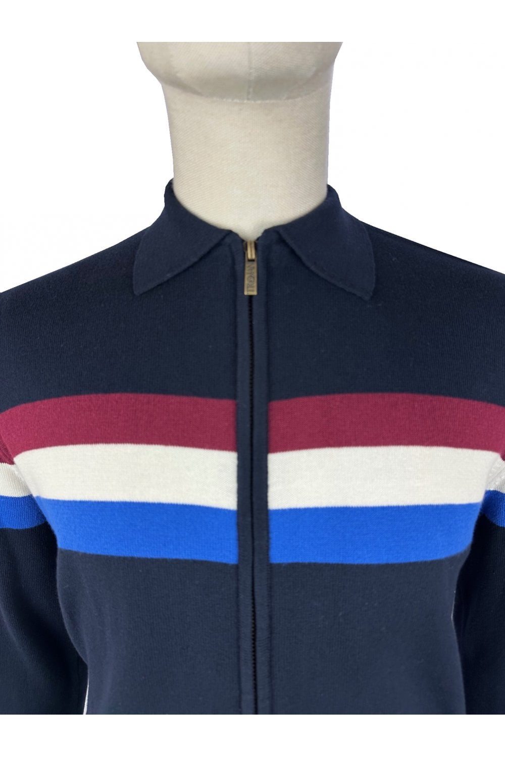 Trojan Records Men's TR9011 Zip Stripe Cardi Track Top Navy Blue