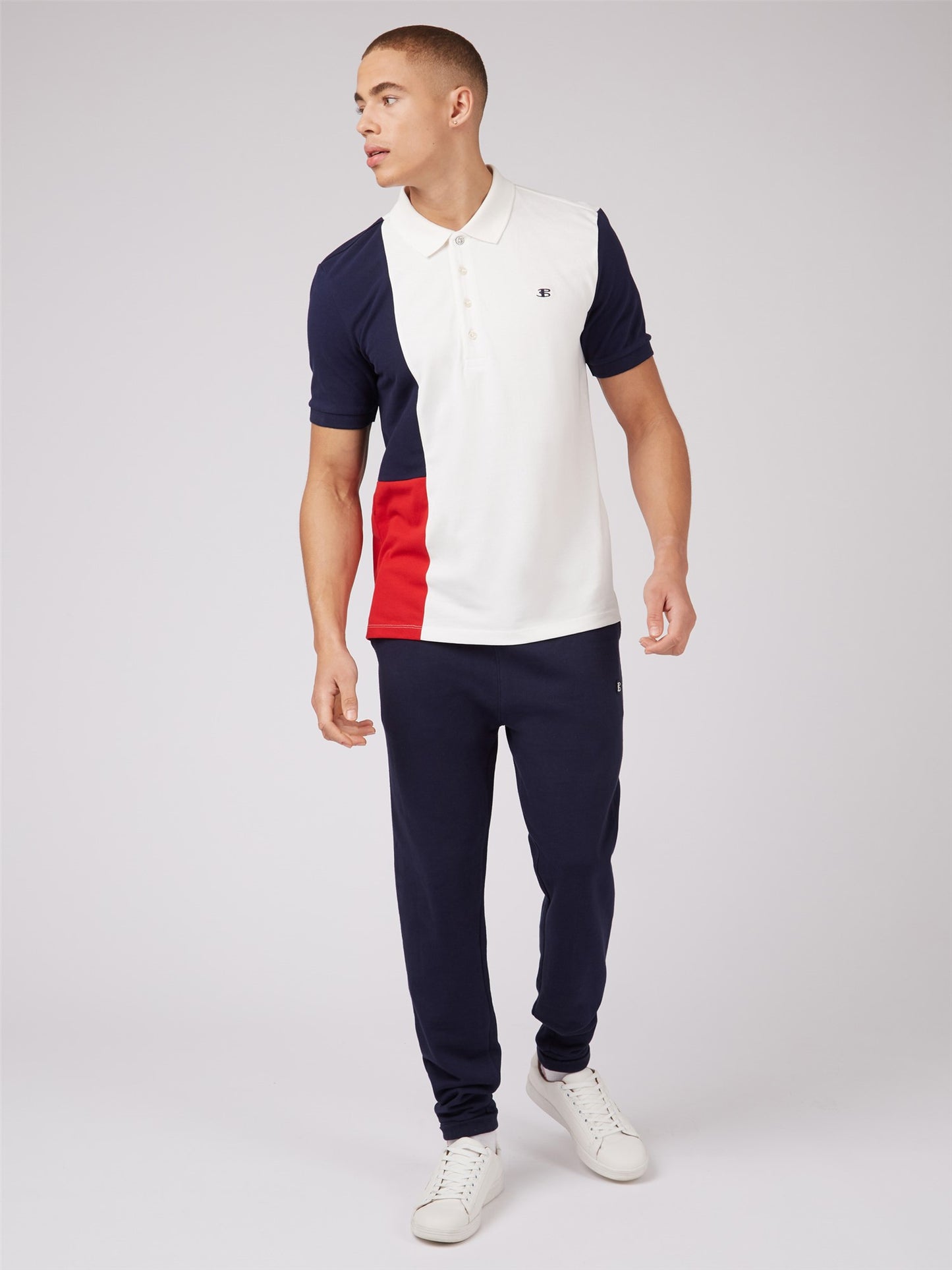 Ben Sherman Men's 0070756 SS Colour Block Polo Shirt Snow White