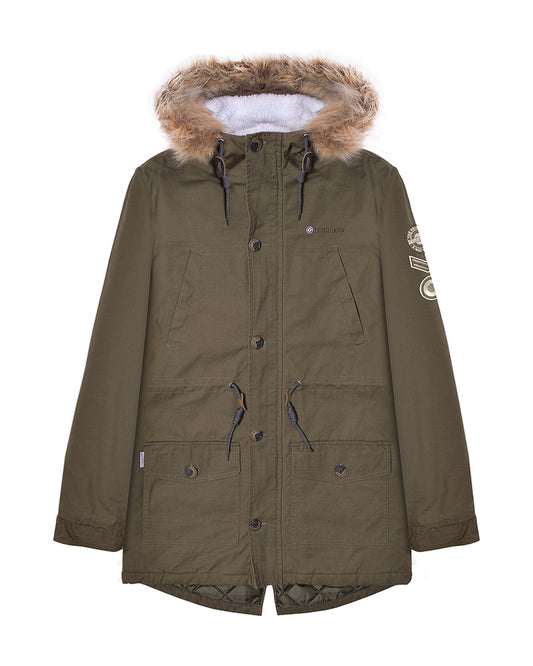 Lambretta Men's SS6252 Sherpa Lined Parka Coat Khaki Green