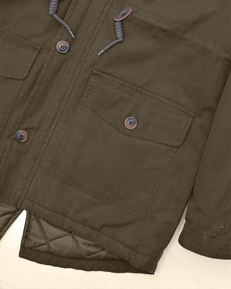 Lambretta Men's SS6252 Sherpa Lined Parka Coat Khaki Green