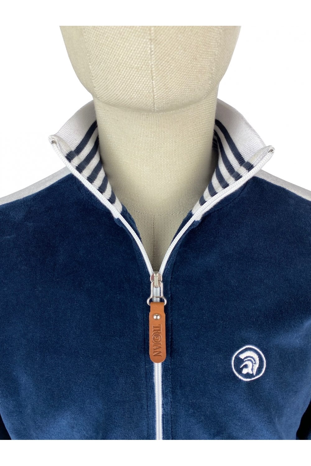 Trojan Records Men's TR8750 Marley Velour Track Top Navy Blue